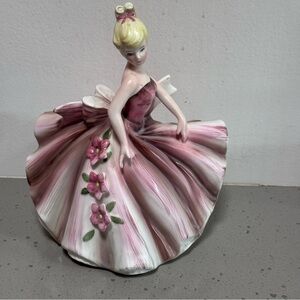 Lefton Blonde Dancing Girl in Pink Figurine Mid Century Japan #MR23192A